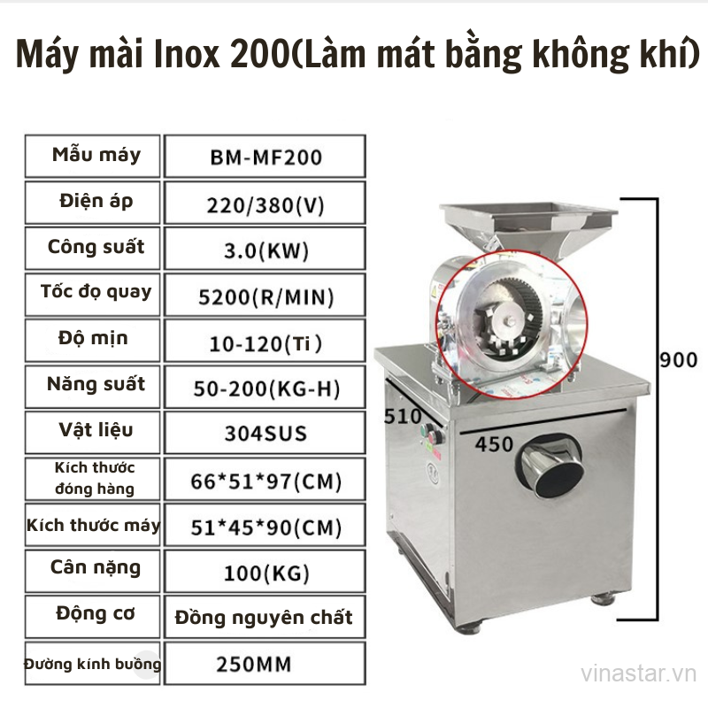 Máy Nghiền Dược Liệu Công Suất Cao, Động Cơ Lõi Đồng Cao Cấp, Sử Dụng Hệ Thống Lảm Mát Bằng Không Khí